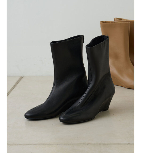  「【2.718】ウェッジショートブーツ」|ショートブーツ|ブラック