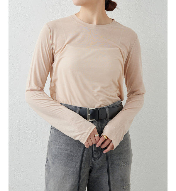  「【BASERANGE】シアーロングスリーブTee」|Tシャツ・カットソー|ベージュ