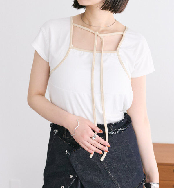  「配色チョーカーカットソー」|Tシャツ・カットソー|