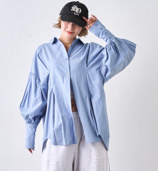  「【Six M/シックスエム】デザインシャツ」|シャツ・ブラウス|サックスブルー
