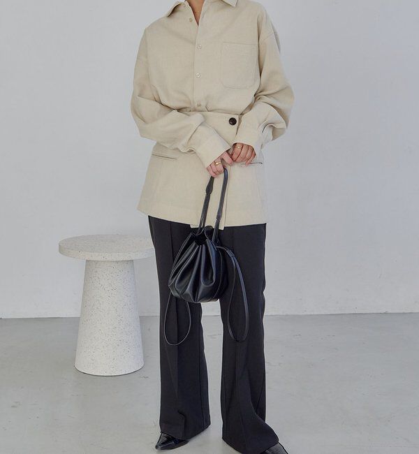  「【低身長サイズあり】ピンタックフレアパンツ」|チノ|