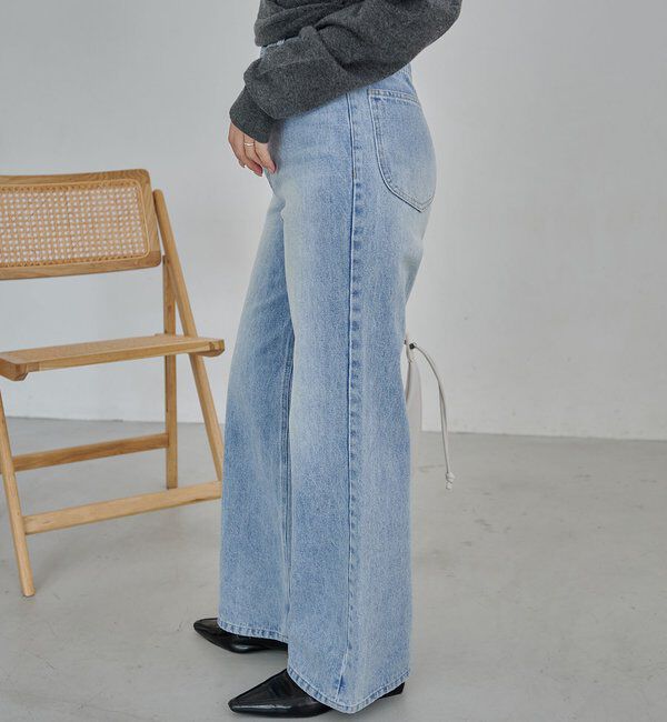  「【低身長サイズあり】スリットポケットストレートデニム」|デニム|