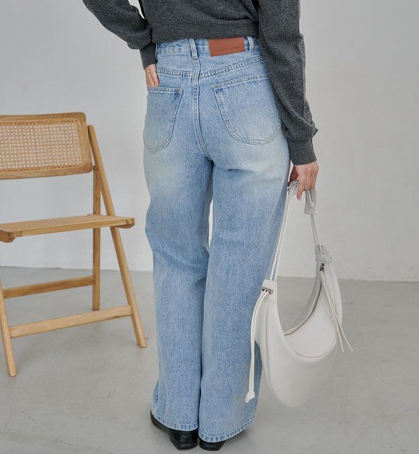  「【低身長サイズあり】スリットポケットストレートデニム」|デニム|