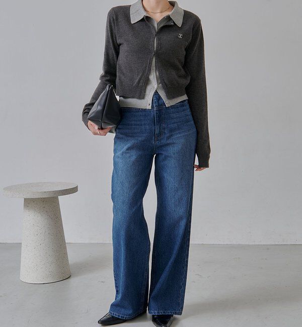  「【低身長サイズあり】スリットポケットストレートデニム」|デニム|