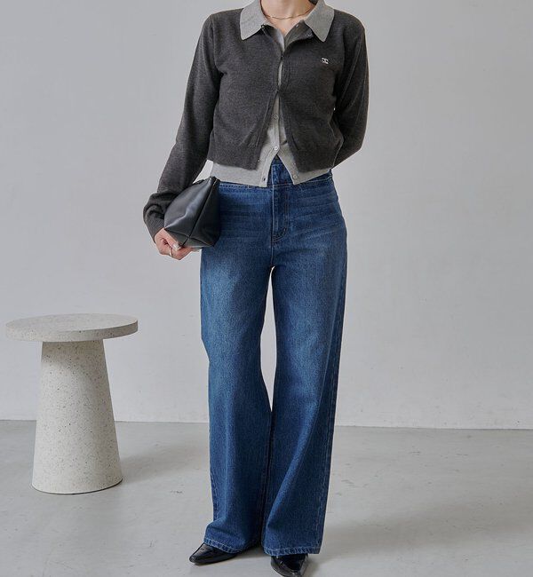  「【低身長サイズあり】スリットポケットストレートデニム」|デニム|