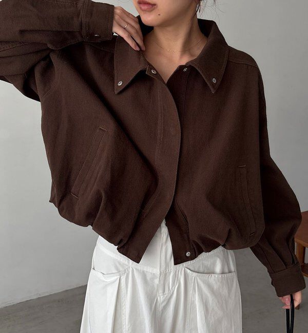  「【サイズ展開あり】ラウンドデニムブルゾン」|ブルゾン・スタジャン|