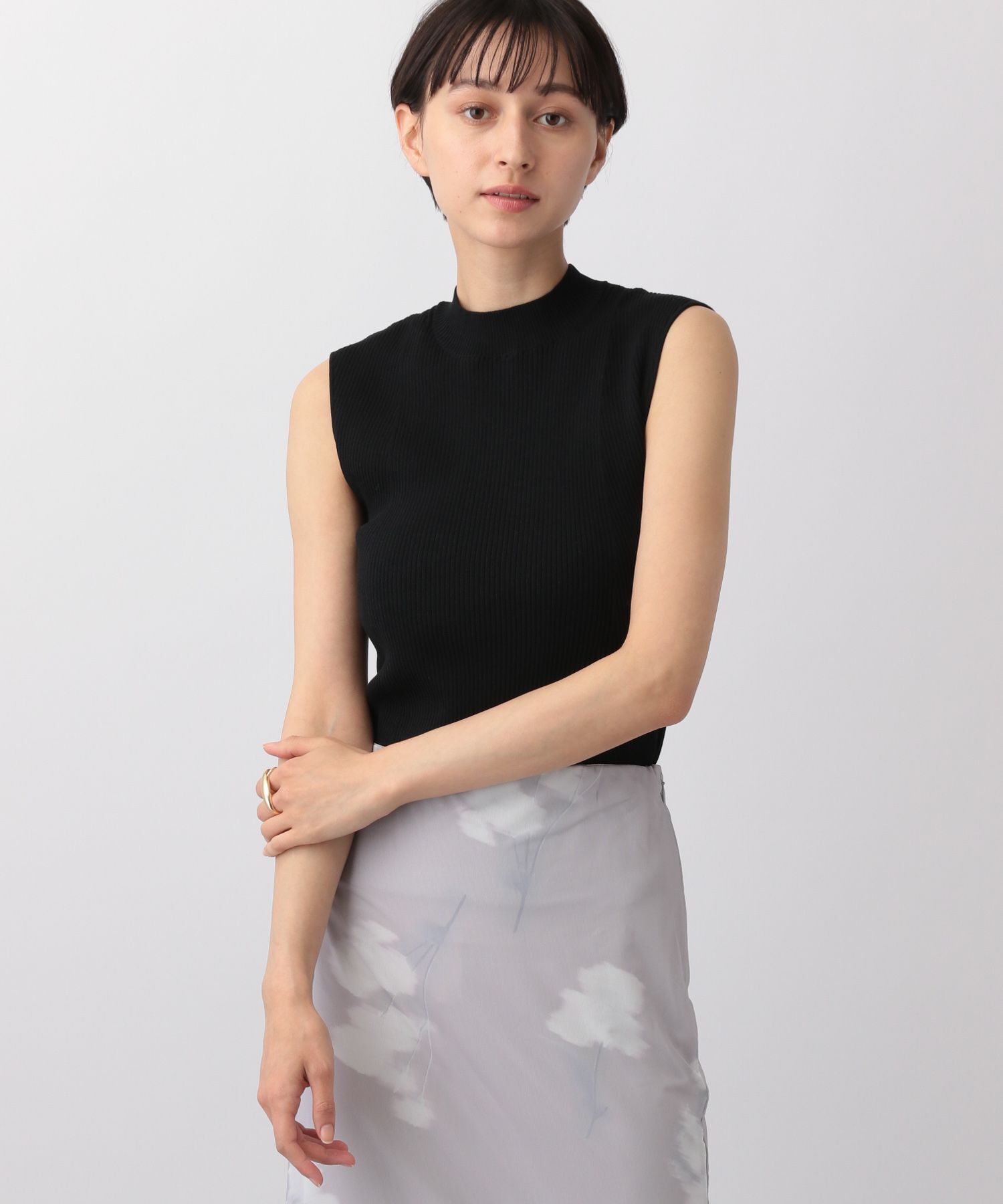 A part by 「ハイネックリブノースリーブプルオーバー」|ニット・セーター|ブラック