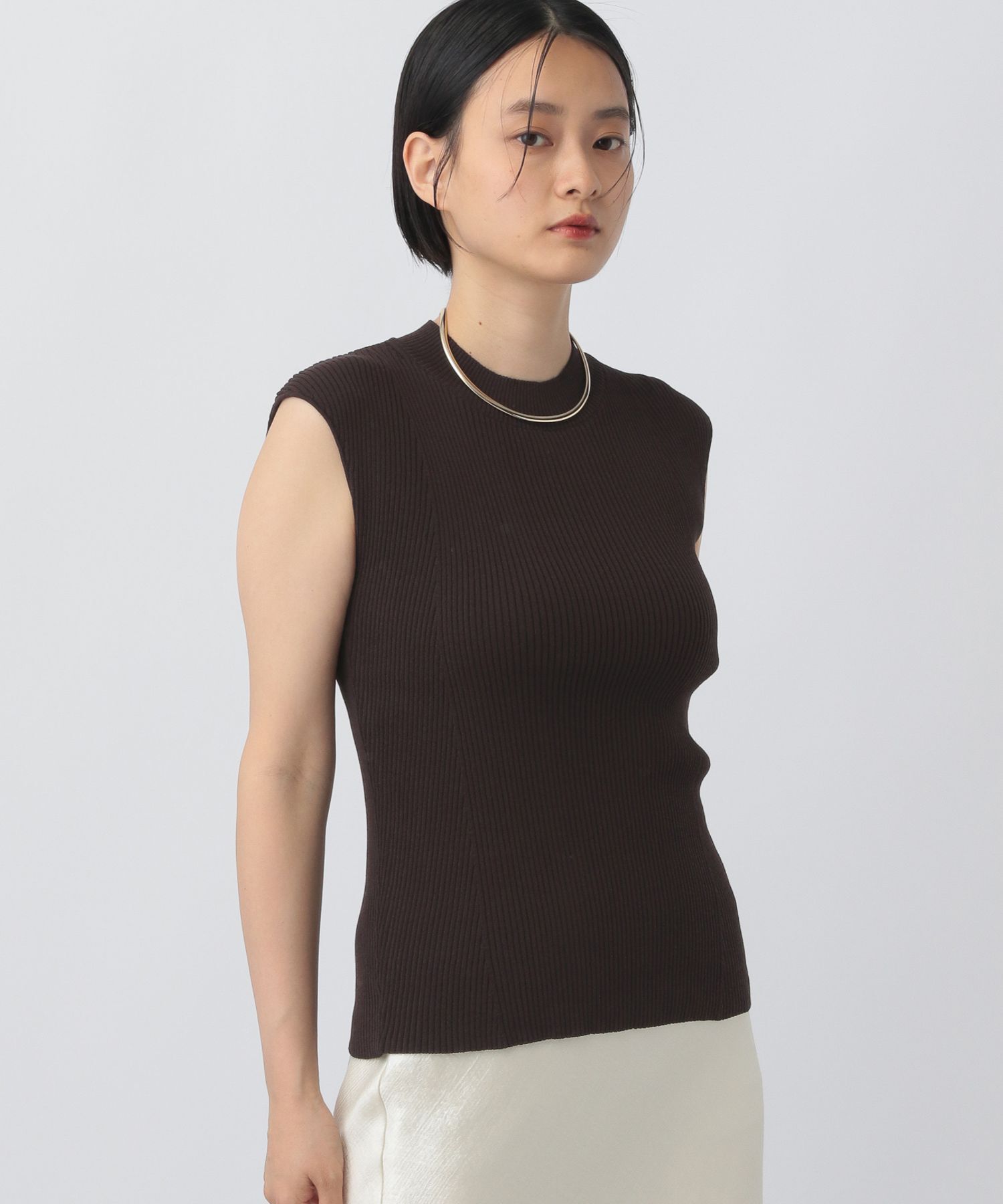 A part by 「ハイネックリブノースリーブプルオーバー」|ニット・セーター|ダークブラウン