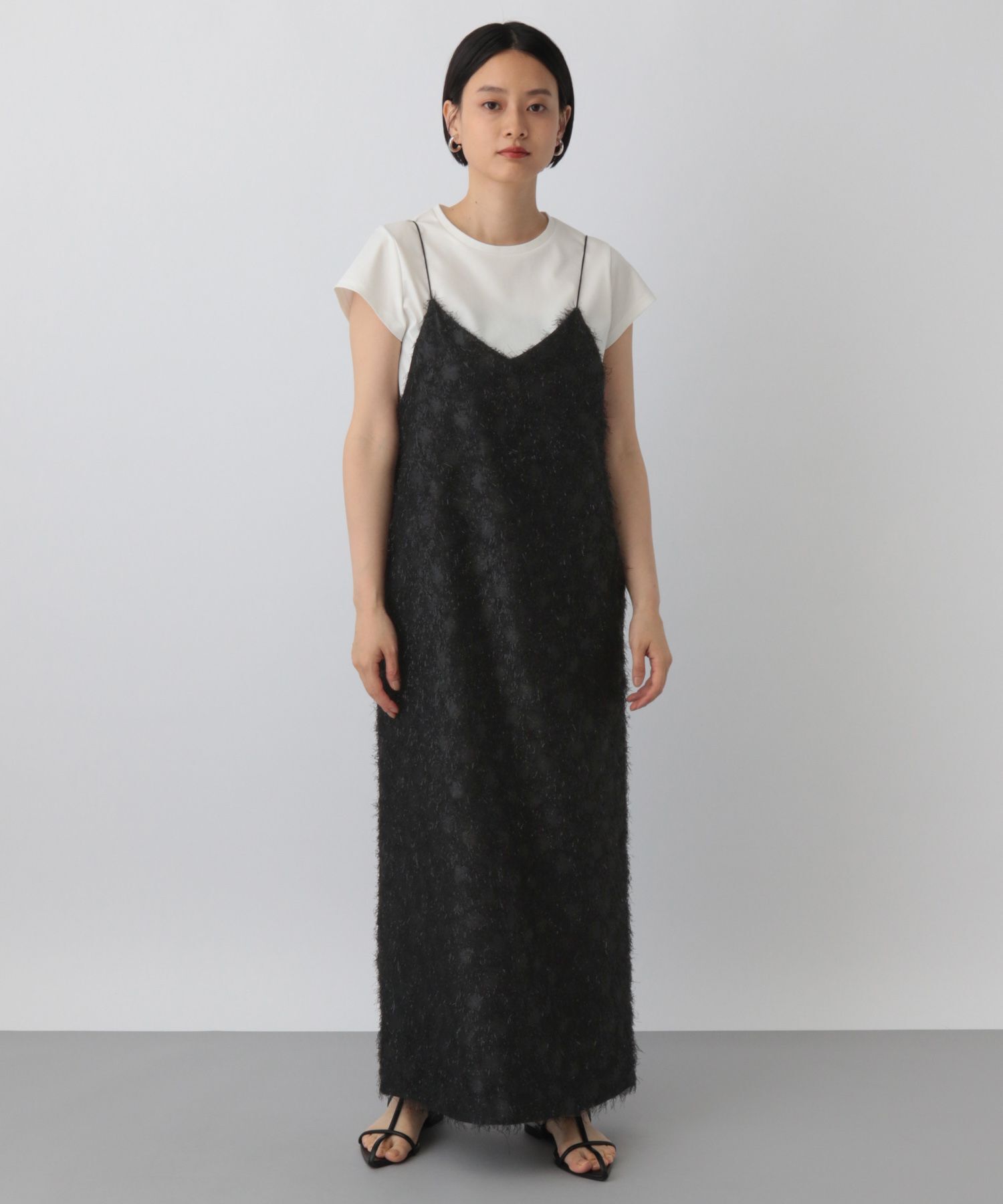 A part by 「ラメフェザーキャミワンピース」|ワンピース|ブラック