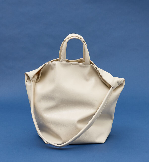 collex「2WAY底マチワイド レザーライクワンショルダーバッグ」|ショルダー・メッセンジャー|アイボリー