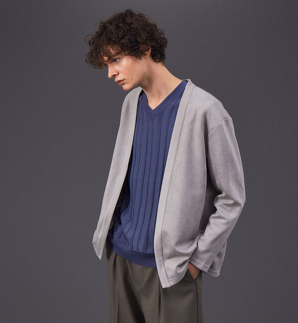 ABAHOUSE「【アンサンブル対応】ネオスエード ボタンレス カーディガン」|カーディガン|グレー