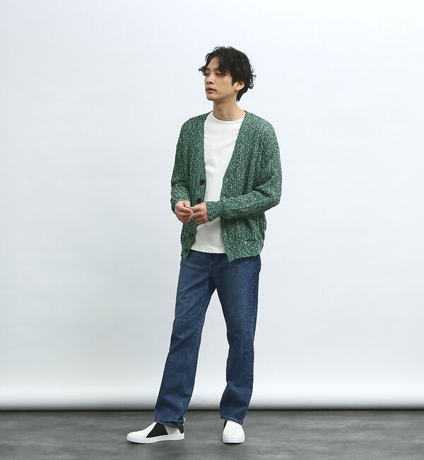 ABAHOUSE「【透かし編み】スラブ ニットカーディガン」|カーディガン|