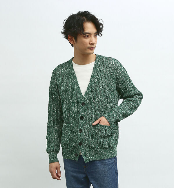 ABAHOUSE「【透かし編み】スラブ ニットカーディガン」|カーディガン|