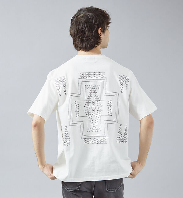 ABAHOUSE「WEB限定【PENDLETON/ペンドルトン】ハーディング柄刺繍 Tシャツ」|Tシャツ・カットソー|オフホワイト