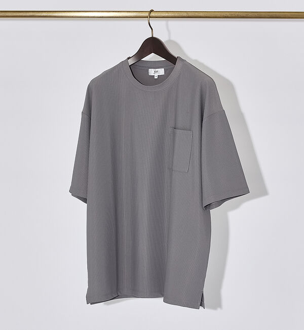 ABAHOUSE「ストライプ ジャガード 半袖 Tシャツ」|Tシャツ・カットソー|グレー