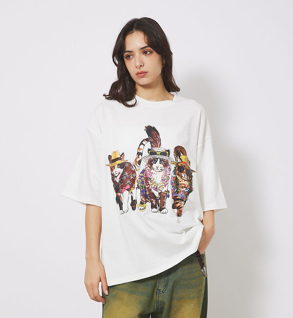ABAHOUSE「【CORISCO/コリスコ】 Animal猫 Tシャツ/アニマルTシャツ」|Tシャツ・カットソー|ホワイト系その他2
