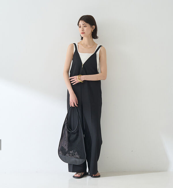 Rouge vif「【吸湿速乾】ドライタッチフロントジップサロペット」|オールインワン|