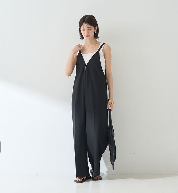 Rouge vif「【吸湿速乾】ドライタッチフロントジップサロペット」|オールインワン|