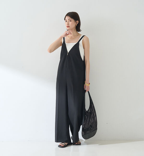 Rouge vif「【吸湿速乾】ドライタッチフロントジップサロペット」|オールインワン|