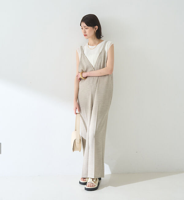 Rouge vif「【吸湿速乾】ドライタッチフロントジップサロペット」|オールインワン|