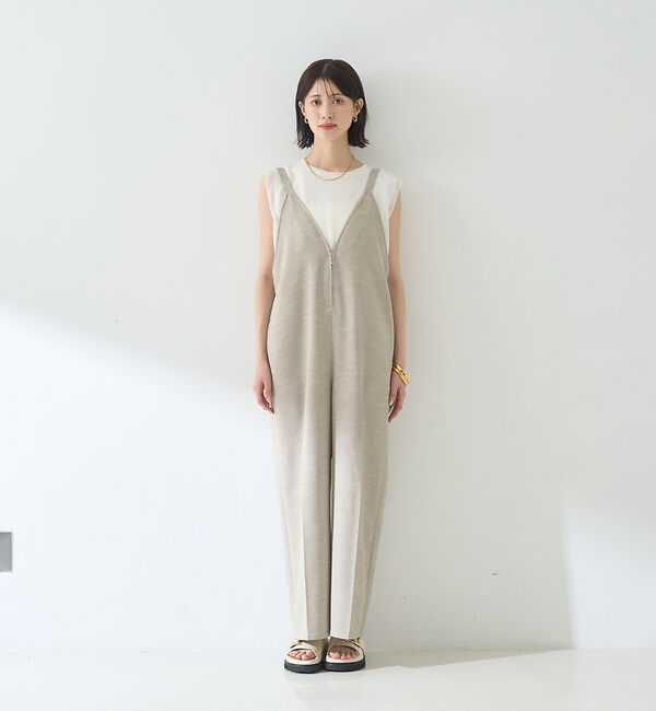 Rouge vif「【吸湿速乾】ドライタッチフロントジップサロペット」|オールインワン|