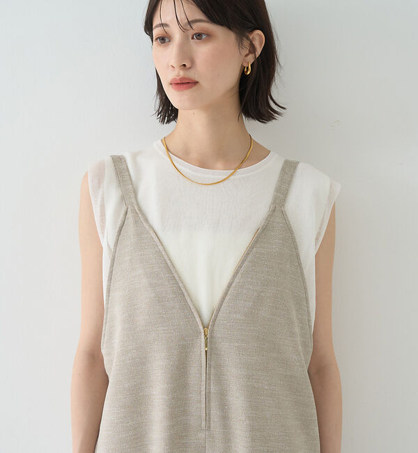 Rouge vif「【吸湿速乾】ドライタッチフロントジップサロペット」|オールインワン|