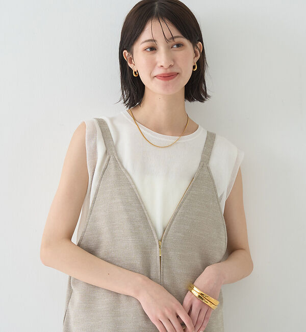 Rouge vif「【吸湿速乾】ドライタッチフロントジップサロペット」|オールインワン|