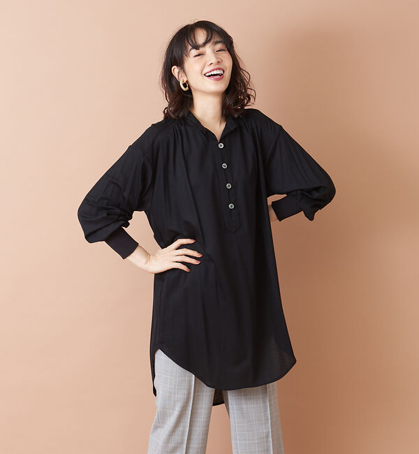 qualite「キーネックバックギャザーカットソー」|シャツ・ブラウス|