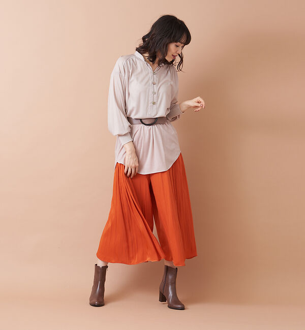 qualite「キーネックバックギャザーカットソー」|シャツ・ブラウス|