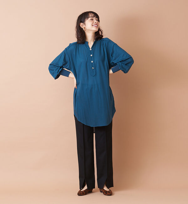 qualite「キーネックバックギャザーカットソー」|シャツ・ブラウス|