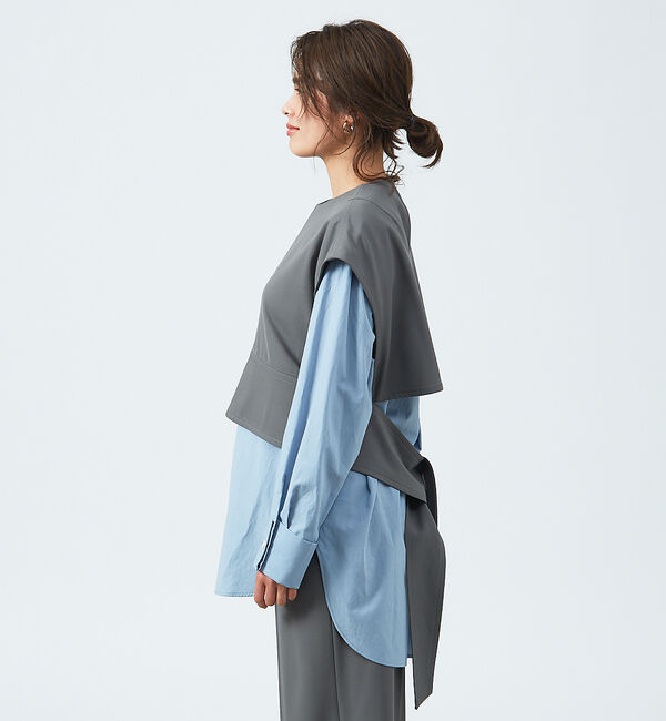 qualite「強撚ギャバクルーネックトップス」|シャツ・ブラウス|