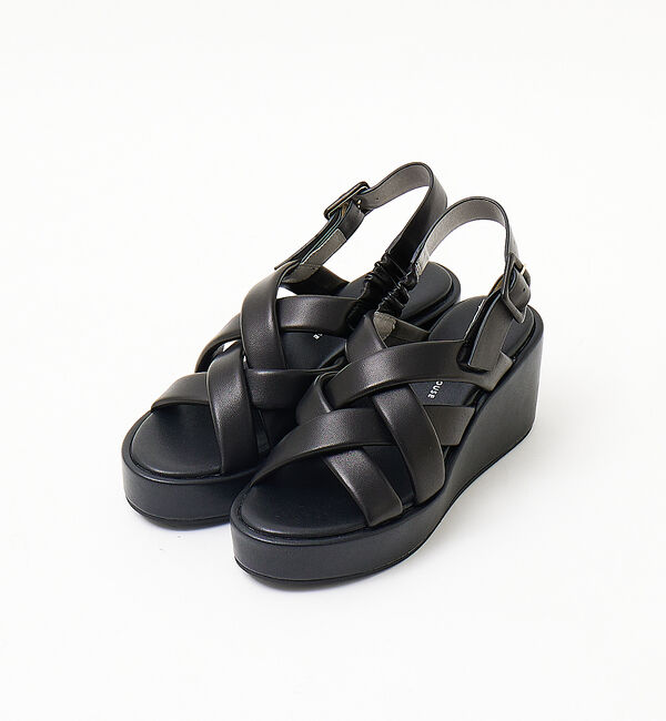 AU BANNISTER「ウェッジソールクロスサンダル」|サンダル|ブラック