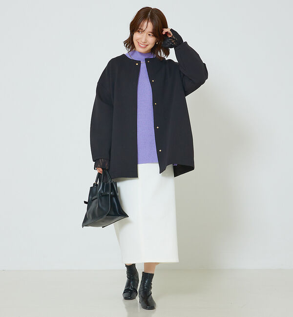 abahouse mavie「フェイク（スエード＆レザー）ロングタイトスカート」|スカート|