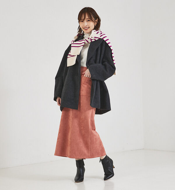 abahouse mavie「フェイク（スエード＆レザー）ロングタイトスカート」|スカート|