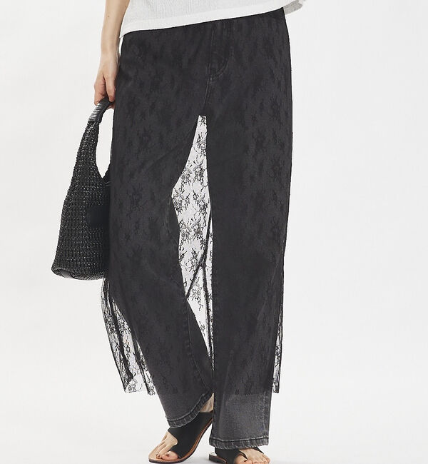 abahouse mavie「チュールレースレイヤードスカート」|スカート|ブラック