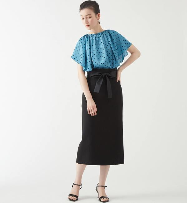 TIARA「ドットプリントフレアスリーブブラウス」|シャツ・ブラウス|