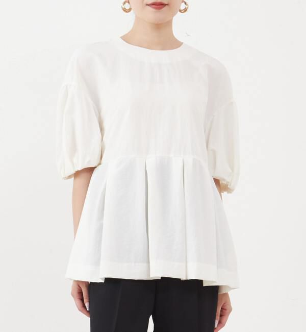 TIARA「ドロップショルダーペプラムブラウス」|シャツ・ブラウス|ホワイト