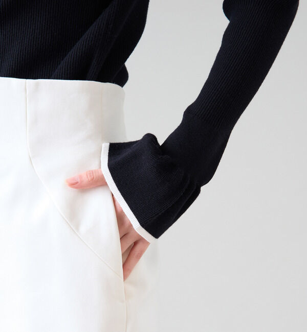 TIARA「バイカラー袖フリルニット」|ニット・セーター|