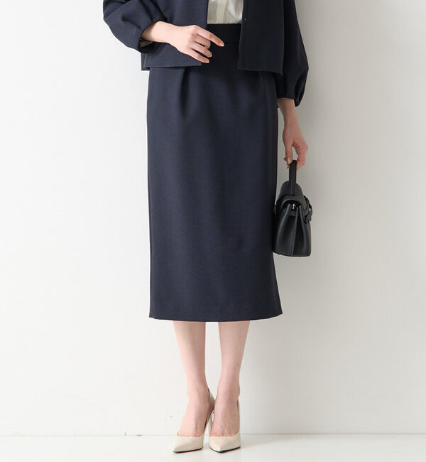 TIARA「セミタイトタックスカート（セットアップ可）」|スカート|ネイビー
