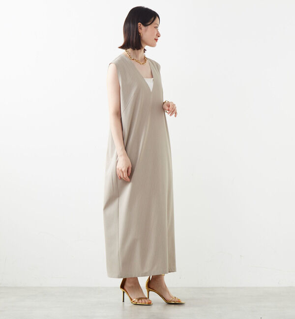 SOFFITTO「2WAYストレッチストライプノースリーブワンピース」|ワンピース|