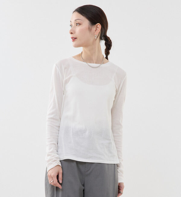 Soffitto「コットン丸首インナーロングTシャツ」|Tシャツ・カットソー|オフホワイト