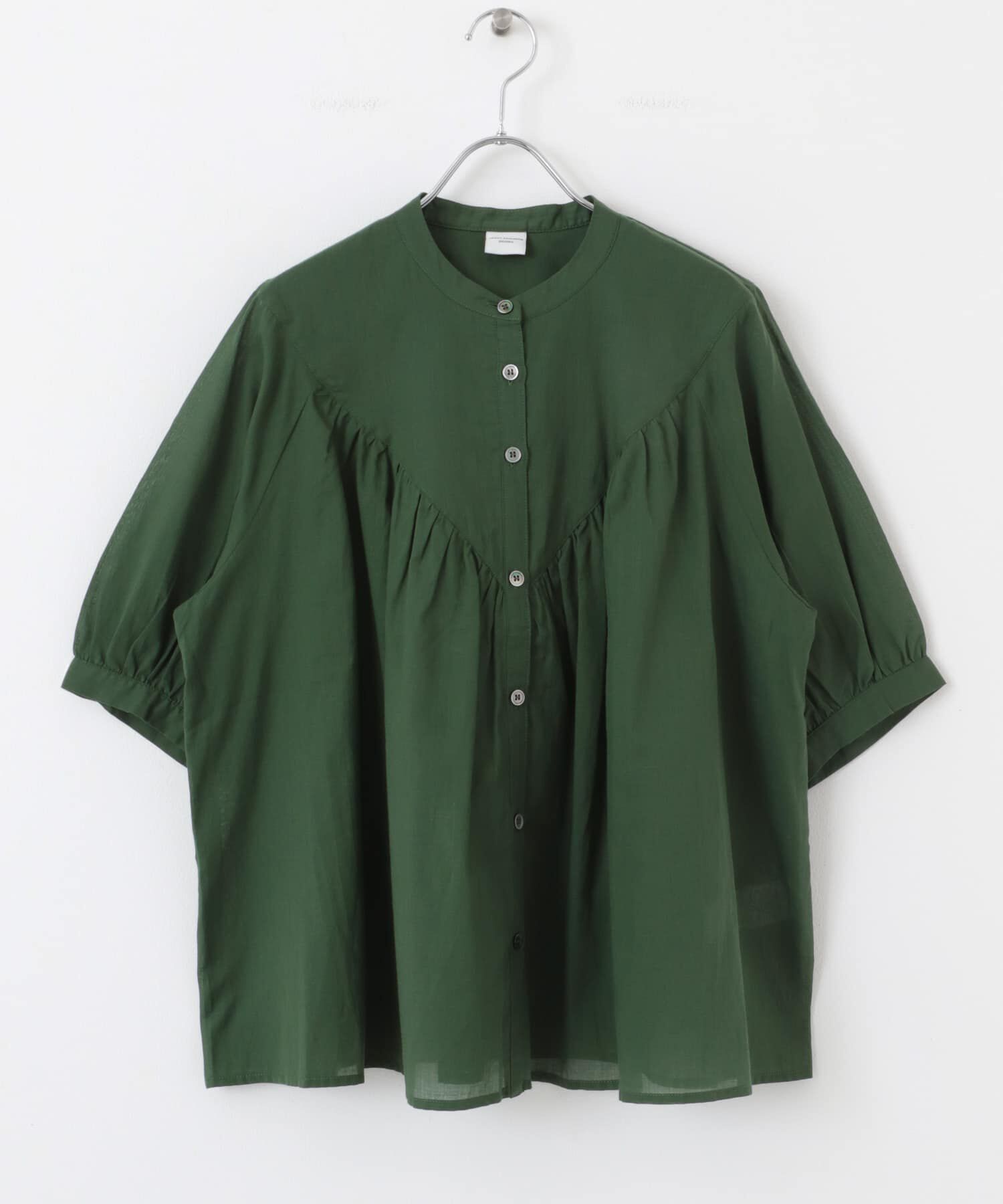 URBAN RESEARCH DOORS「コットンボイルV切替ギャザーブラウス」|シャツ・ブラウス|