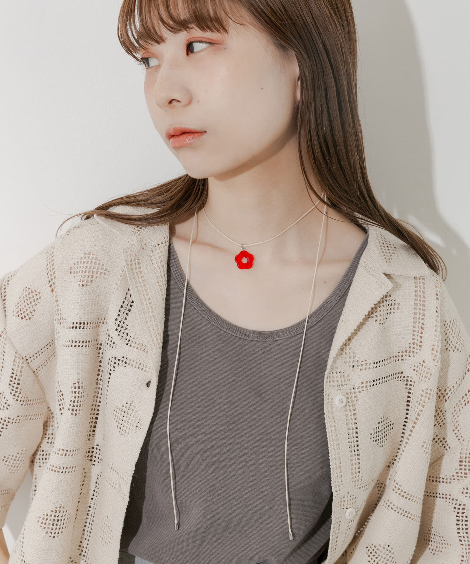 SMELLY「カラーフラワートップコードネックレス」|ネックレス|