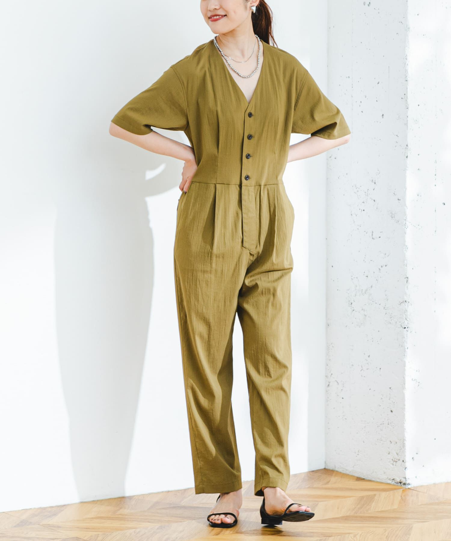 URBAN RESEARCH ROSSO「F by ROSSO　ウエスト切り替えVネックオールインワン」|スカート|