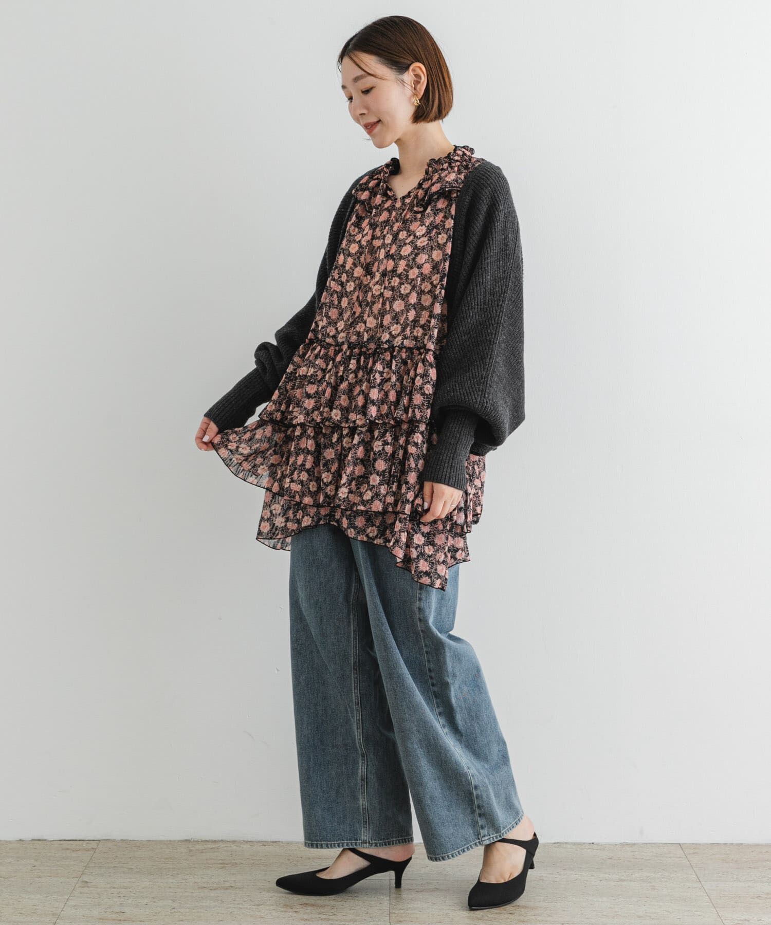 URBAN RESEARCH ROSSO「F by ROSSO　フラワープリントティアードミニワンピース」|ワンピース|