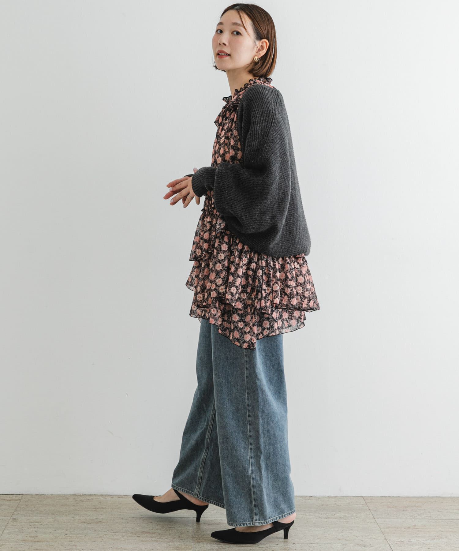 URBAN RESEARCH ROSSO「F by ROSSO　フラワープリントティアードミニワンピース」|ワンピース|