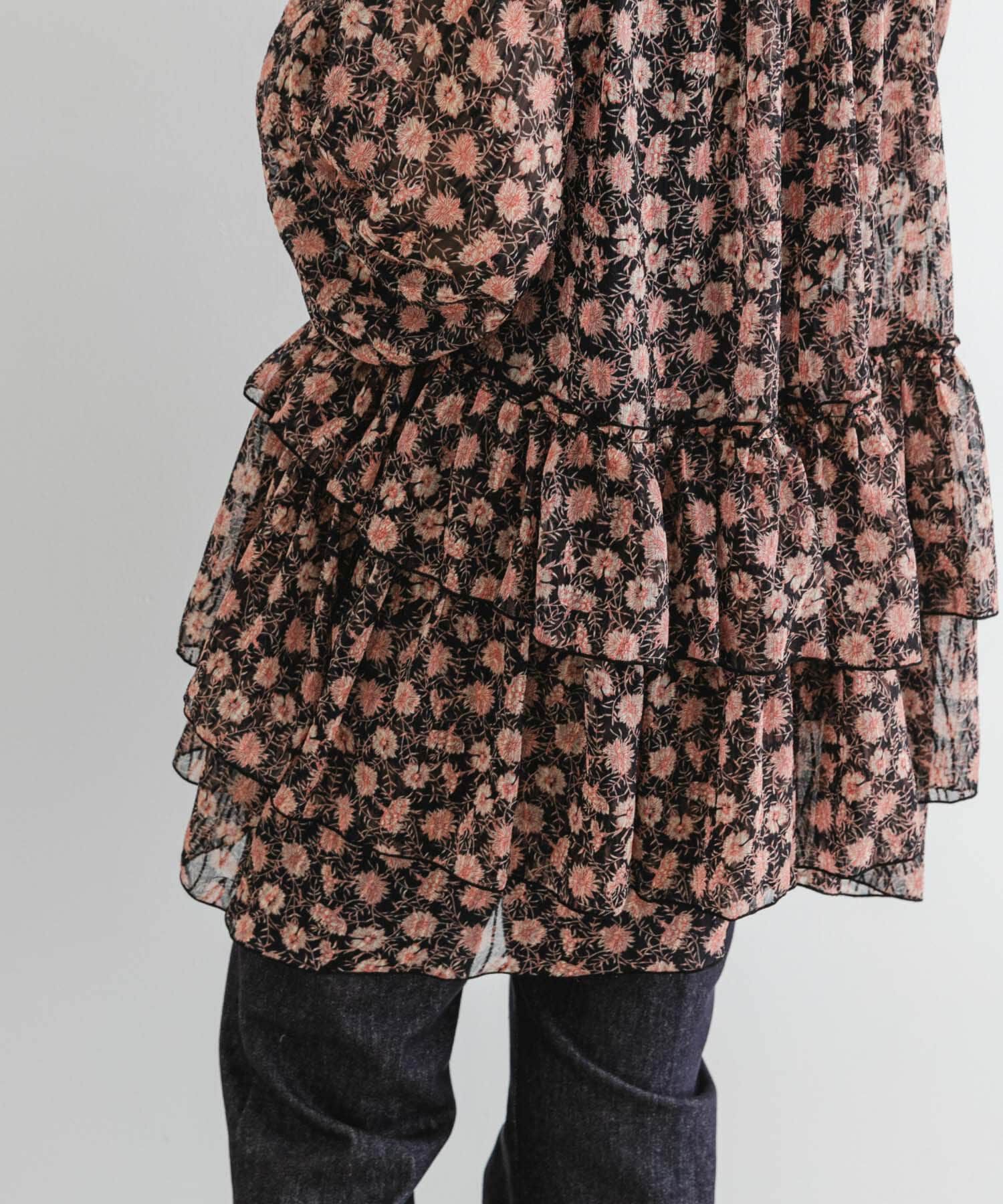 URBAN RESEARCH ROSSO「F by ROSSO　フラワープリントティアードミニワンピース」|ワンピース|