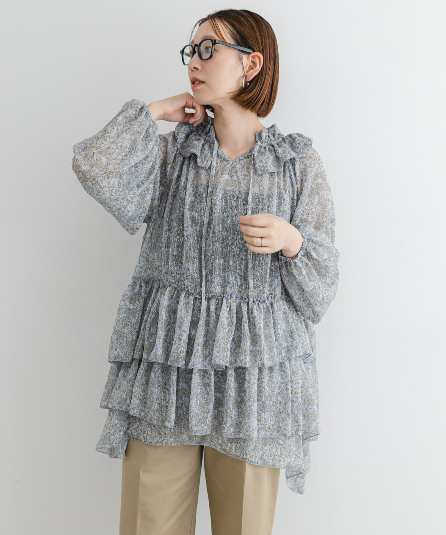 URBAN RESEARCH ROSSO「F by ROSSO　フラワープリントティアードミニワンピース」|ワンピース|