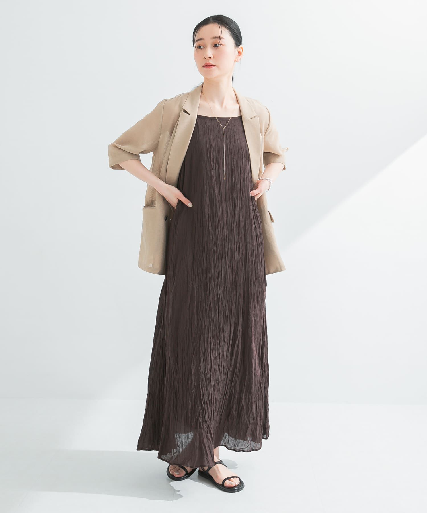 URBAN RESEARCH「コットンクリンクルキャミワンピース」|ワンピース|