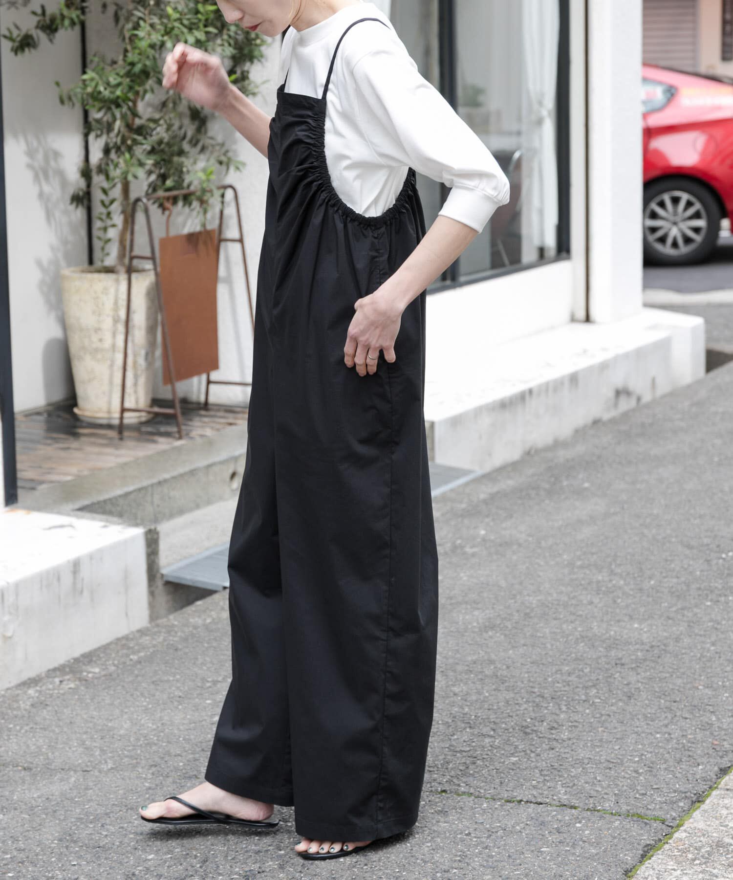 URBAN RESEARCH DOORS「FORK&SPOON　ハイツイストコットンギャザースリーブTシャツ」|Tシャツ・カットソー|